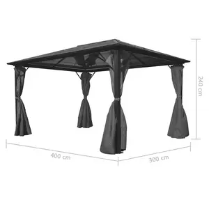 Berkfield Gazebo with Curtain Anthracite Aluminium 400x300 cm