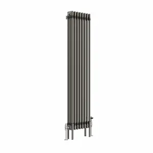 Right Radiators 1500x382 mm Vertical Traditional 3 Column Cast Iron Style Radiator Raw Metal