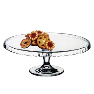 Queensway Home & Dining 32cm Diameter Footed Glass Service Plate Cake Platter Centerpiece Display Stand