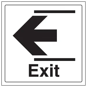 Exit Slide Left Wall and Door Sign - Rigid Plastic - 200x200mm (x3)