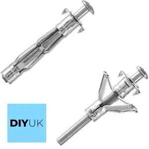 M4 x 47mm Hollow Wall Anchor ( Pack of: 10 ) Plasterboard Fixings Cavity Wall Anchors Heavy Duty Metal Plugs Molly