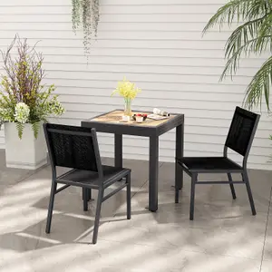 Costway 2Pcs Outdoor Dining Chairs Patio Armless Chair Lightweight Metal Chair