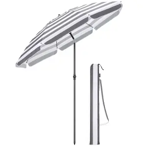 Striped Beach Parasol Tilting - Grey