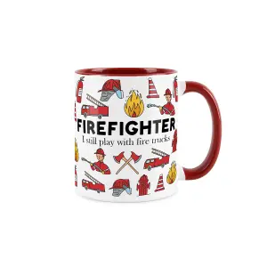 Firefighter Mug - Humourous Trades Funny Novelty Gift - Tea/Coffee Hot Drinks Red Ceramic Cup Present for Firemen/Firewomen