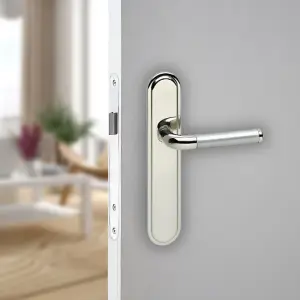 URBNLIVING 220mm Length 12 Pcs Vienna Metal & Polished Nickel Lever Latch Door Plain Handle Set