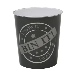 JVL Small Bin It Waste Paper Bin, Dark Grey