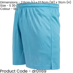 S ADULT Elastic Lightweight Football Training Shorts - Plain SKY BLUE 30-32"