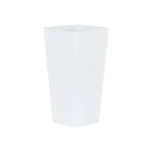 Wham Studio Set of 3 16cm Tall Square Plastic Planter Plant Pot, Office or Home Office, Computer Desk (Ice White) Made in the UK