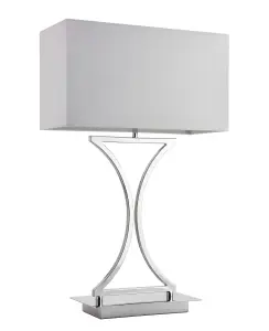 Anson Lighting Virginia Table light finished in Chrome plate and white fabric