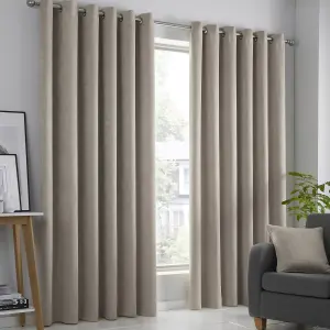 Strata Natural Triple-Woven Dimout Eyelet Curtains