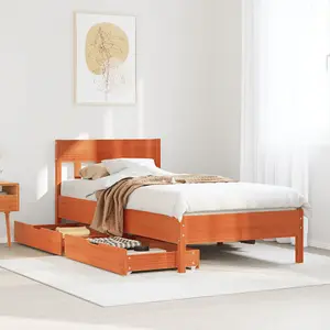 Berkfield Bed Frame without Mattress Wax Brown 90x200 cm Solid Wood Pine