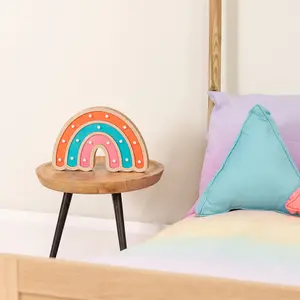 ValueLights Kids Battery Powered Wooden Rainbow Wall or Table Lamp