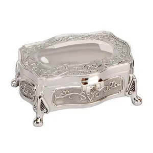 Sophia Silver Plated Trinket Box - Oblong with feet