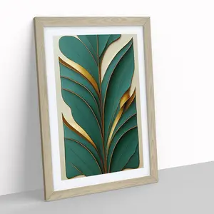 Leaf Art Deco - Single Picture Frame Print Oak / 34cm H x 25cm W x 2cm D