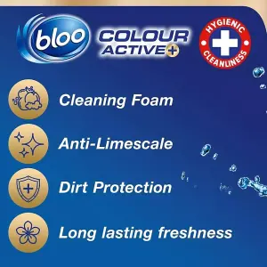 Bloo Colour Active Toilet Rim Block Blue Bleach Anti-Limescale 150gm x 3