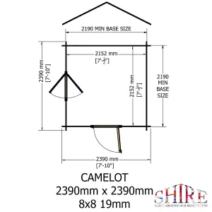 Shire Camelot 8x8 Log Cabin 19mm Logs