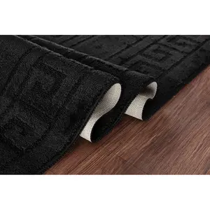 Millfield Greek Key Door Mat Black / 120cm W x 160cm L