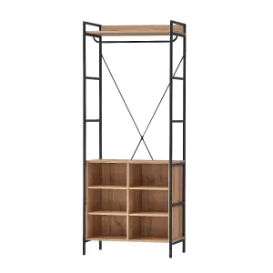 Open Wardrobe Riviera  Oak   Bedroom Furniture  8 Shelves