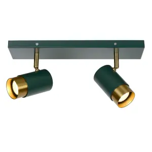 Lucide Floris Modern Twin Ceiling Spotlight - 2xGU10 - Green