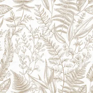 Galerie Into The Wild Beige Botanical Leaf Wallpaper Roll