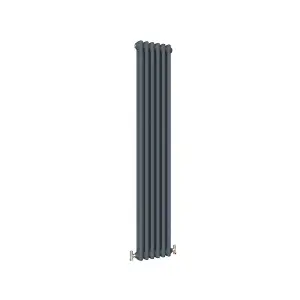 Vertical Anthracite Double Column Radiator (H) 1500mm x (W) 290mm, 3140 BTU.