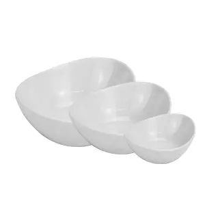 3 Tier Serving Set White Ceramic Bowls - M&W