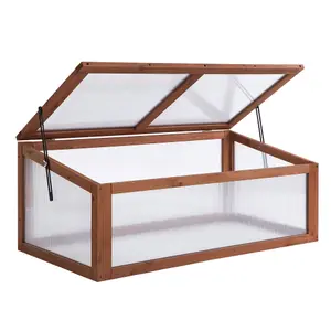 Outsunny Square Wooden Outdoor Greenhouse for Plants PC Board 100 x 65 x 40cm