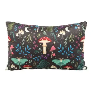 Something Different Dark Forest Rectangular Filled Cushion Black/Multicoloured (40cm x 24cm)