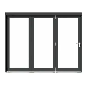 Rohden Clear Fully glazed Anthracite Grey Timber External Contemporary 3 Patio door, (H)2090mm (W)2690mm