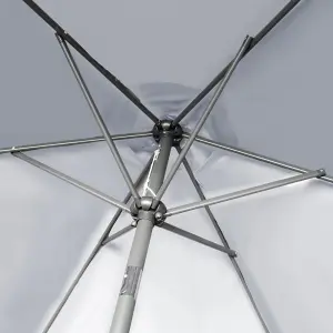 SunDaze 2.5M Grey Garden Parasol Sun Shade Umbrella with Crank Handle & Tilt Mechanism