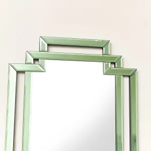 Melody Maison Green Glass Art Deco Rectangle Wall Mirror - 80cm x 50cm