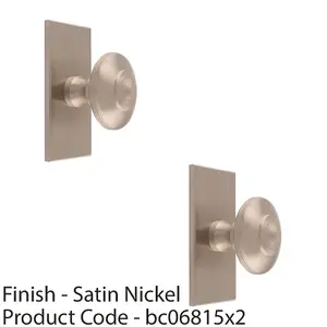 2 PACK - 42mm Round Cabinet Door Knob & 76x40mm Matching Backplate - Satin Nickel Handle