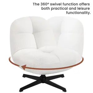 Yaheetech Modern Swivel Lounge Chair Upholstered Reading Chair White