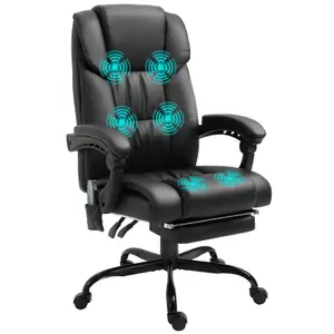 Vinsetto PU Massage Office Chair Height Adjustable Computer Chair Black