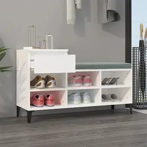 Berkfield Shoe Cabinet White 102x36x60 cm Engineered Wood