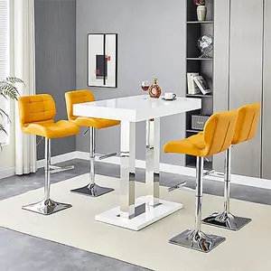 Furniture In Fashion Caprice White High Gloss Bar Table Small 4 Candid Curry Stools