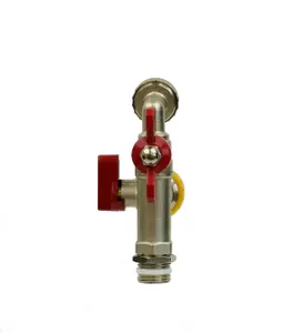 Warmer System 1/2 x3/4 x3/4 Double Outlet Outside Garden Tap with Check Valve and Through The Wall Wallplate Flange Adapter,