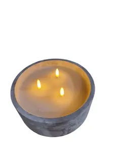 Led Cement Circular Candlepot 20x8cm