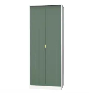 Linear Ready assembled Modern Matt green & white Tall Double Wardrobe (H)1970mm (W)740mm (D)530mm