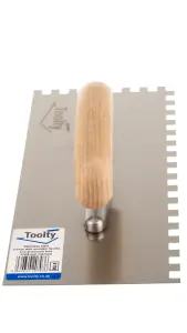 Toolty Stainless Steel Adhesive Notched Trowel with Wooden Handle 270mm 8x8mm for Tiling Plastering Rendering DIY