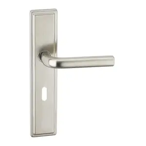 URBNLIVING 221mm Length 2 Pcs Westminster Metal & Satin Nickel Lever Latch Keyhole Door Handle Set