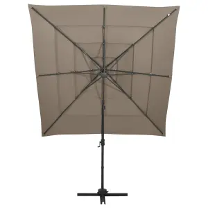 Berkfield 4-Tier Parasol with Aluminium Pole Taupe 250x250 cm