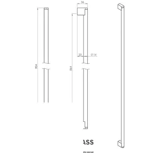 4x Round Bar Pull Handle 904 x 14mm 864mm Fixing Centres Satin Nickel & Steel