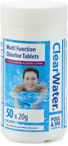 CLEARWATER Chlorine Tablets Mini Multifunction 50 x 20g Hot Tub Lay Z Lazy Spa