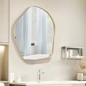 Costway Irregular Wall Mirror W/ Metal Frame Bathroom Asymmetrical Mirror Decorative Vanity Mirror