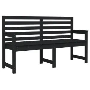 Berkfield Garden Bench Black 159.5x48x91.5 cm Solid Wood Pine