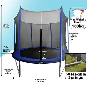 3m Kids Trampoline with Safety Net, Ladder & Anchors - Fun and Durable Garden Jump for Kids