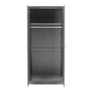 Felix 2 Door Wardrobe Grey with Shelf