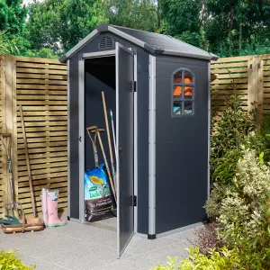 Rowlinson Airevale 4X3 Plastic Apex Shed Dark Grey with Foundation Kit