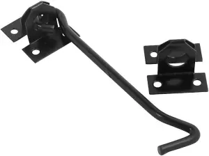 Wire Cabin Hook & Eye - Black for Shed Gate Door Latch Includes Screws - 200mm (8 Inch)